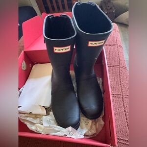 Hunter Black Matte Mid-Calf Waterproof Rain Boots
